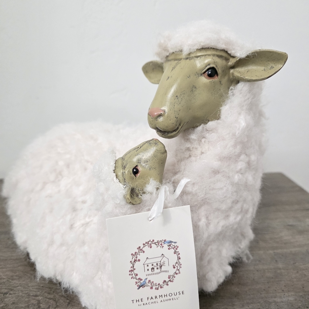 The Farmhouse Easter Sheep and Lamb Fuzzy LARGE Figurine Easter decor 2026